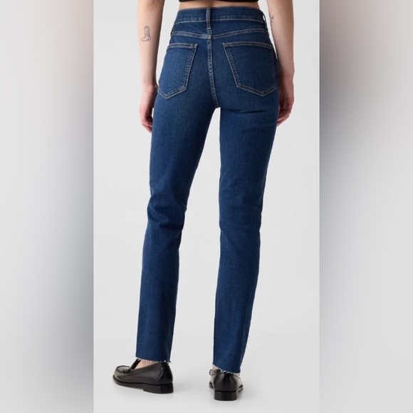 GAP Denim Cigarette High Rise Raw Hem Jeans in Dark Indigo Size 10L / 10 Long - Picture 4 of 14